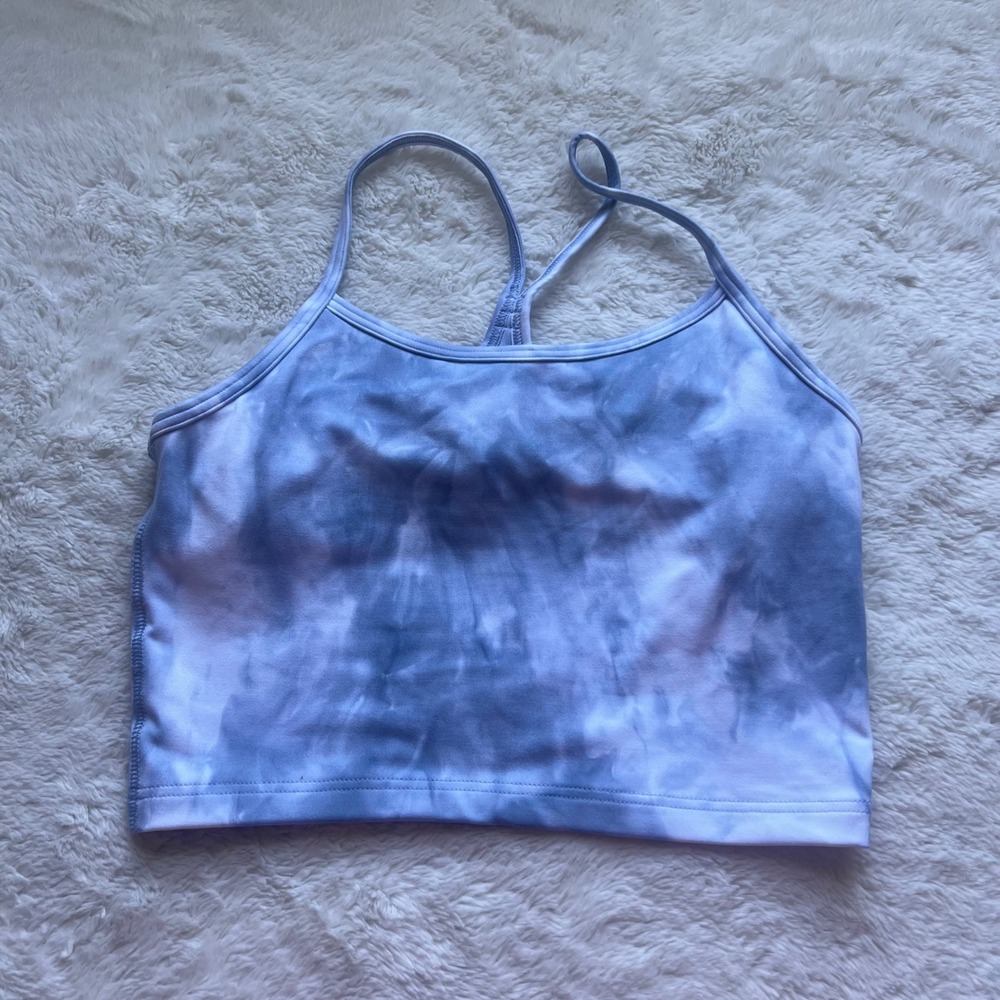 OFFLINE by Aerie Recharge Tie Dye Sports Bra Tank Top Blue White Small Racerback